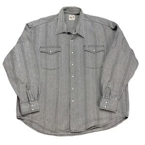 Vintage Old El Paso Shirt Works Herringbone Western Snap Shirt Black White XL